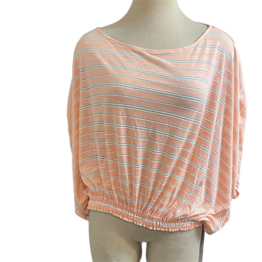 NWT Free People Coral White Batwing Stripe Top Size XS NEW